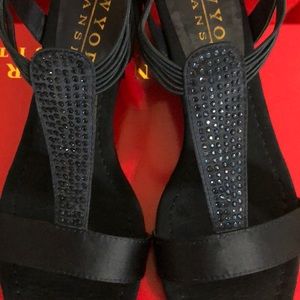 Navy Fabric Wedge Sandal